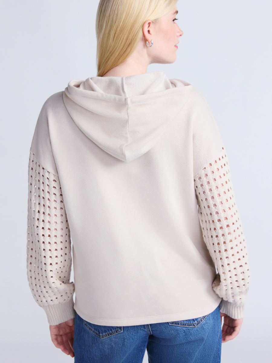 Women's Hoodie With Crochet Long Sleeves