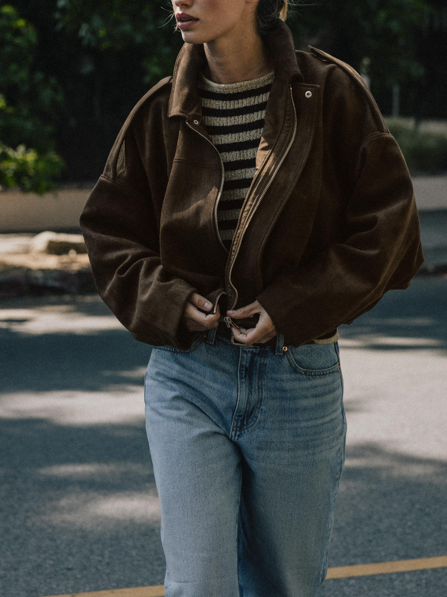 SUEDE EFFECT BOMBER JACKET