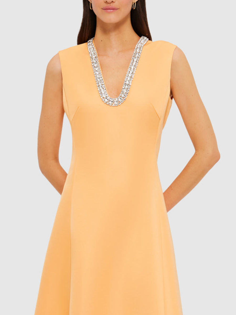 Embellished Midi Dress - Ochre