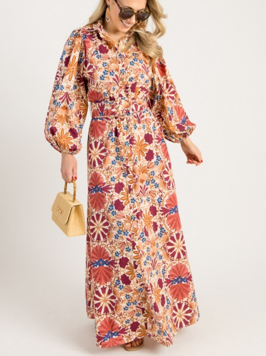 Autum Floral Harvest Maxi Dress