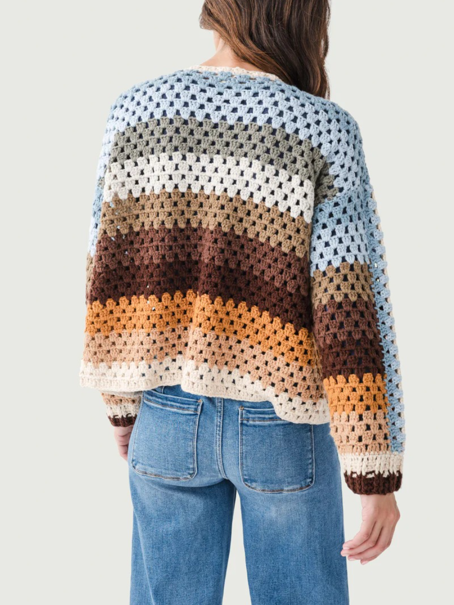Multi Stripe Crochet Cardigan