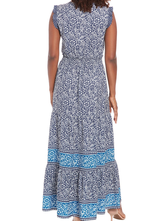 Summer Lunch Break Navy Blue Floral Dress