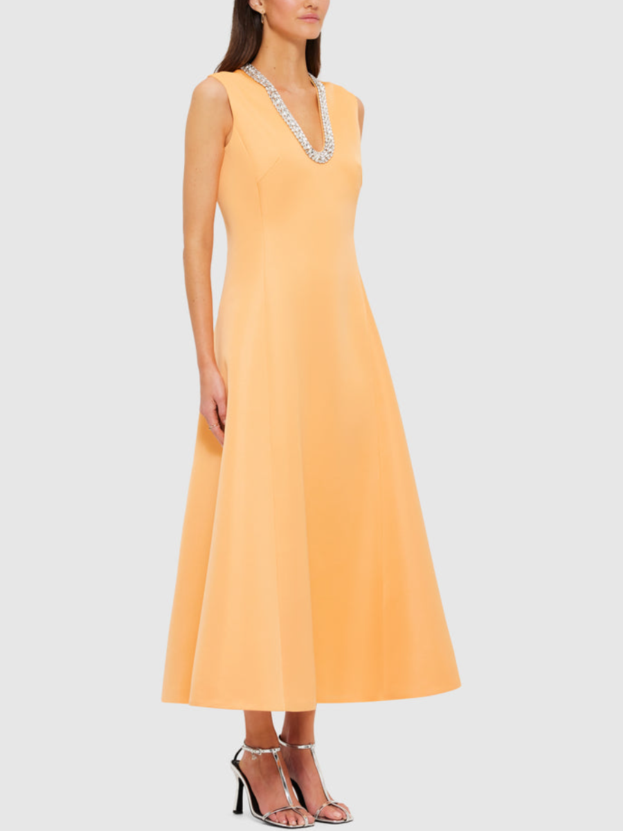 Embellished Midi Dress - Ochre