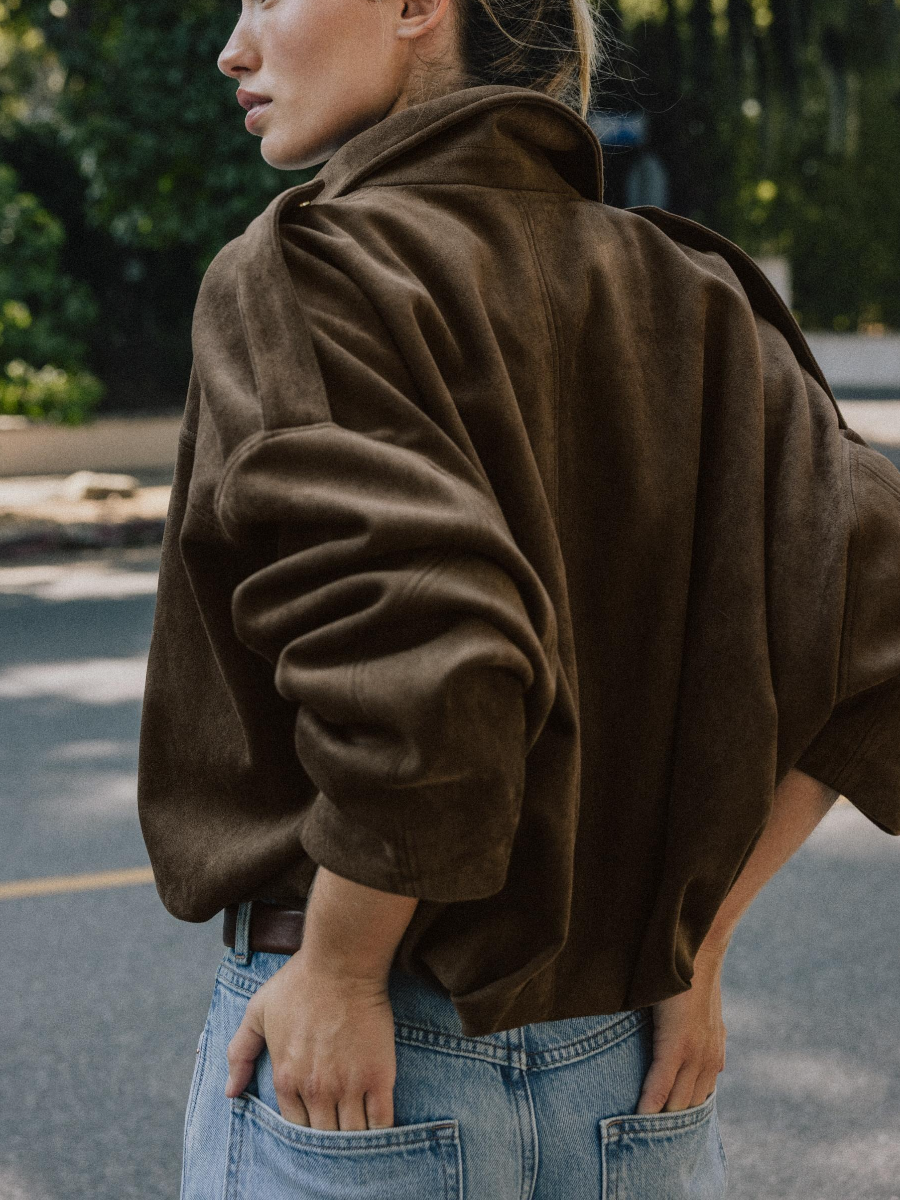 SUEDE EFFECT BOMBER JACKET