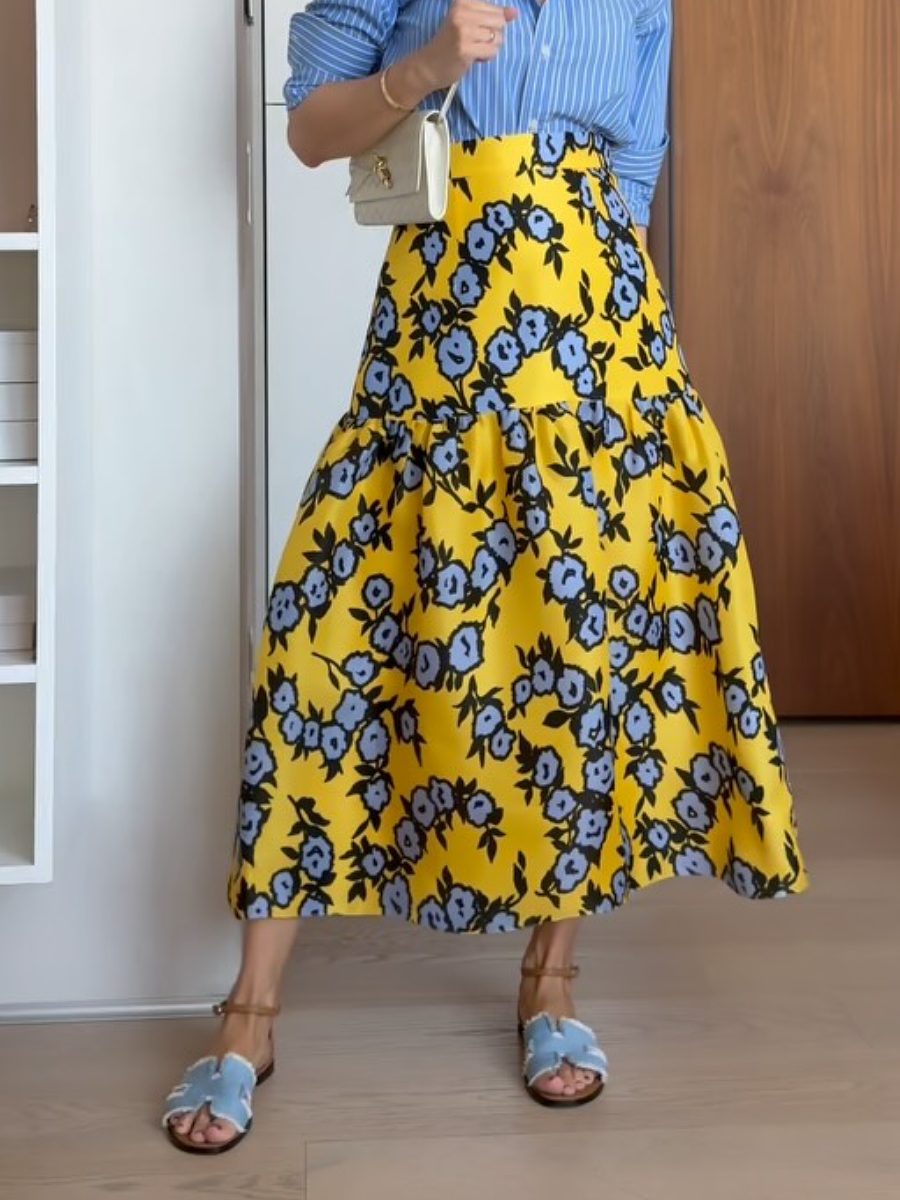 Fashion Yellow Printed Skirt