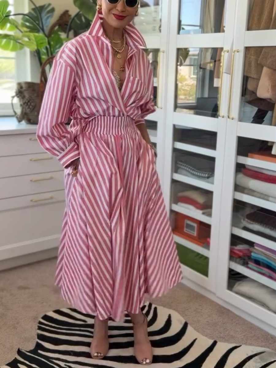 Pink Striped Loose Comfy Dress