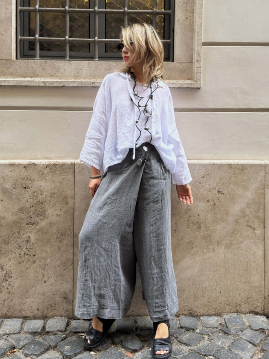 Summer Comfortable Loose Multicolor Linen Culottes