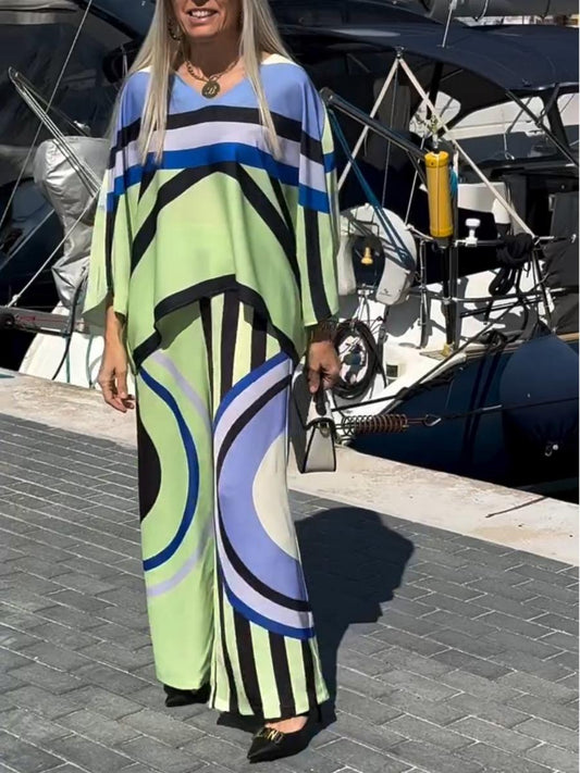 Two-Piece Loose Printed Trousers Set