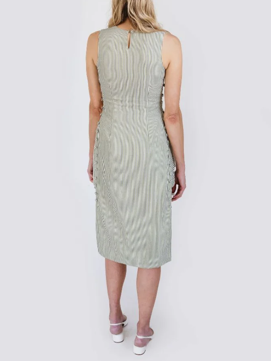 Chic Side-Breasted Striped Sheath Dress