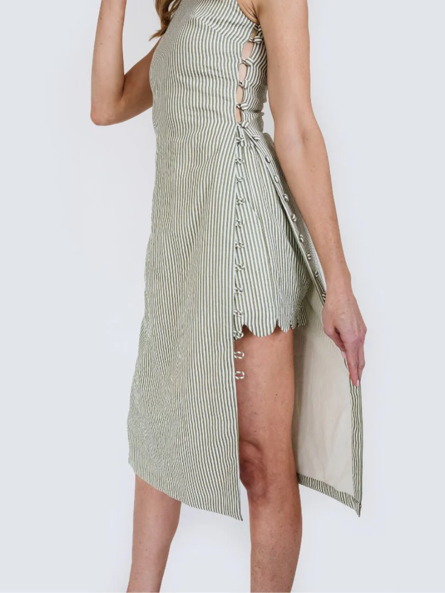 Chic Side-Breasted Striped Sheath Dress