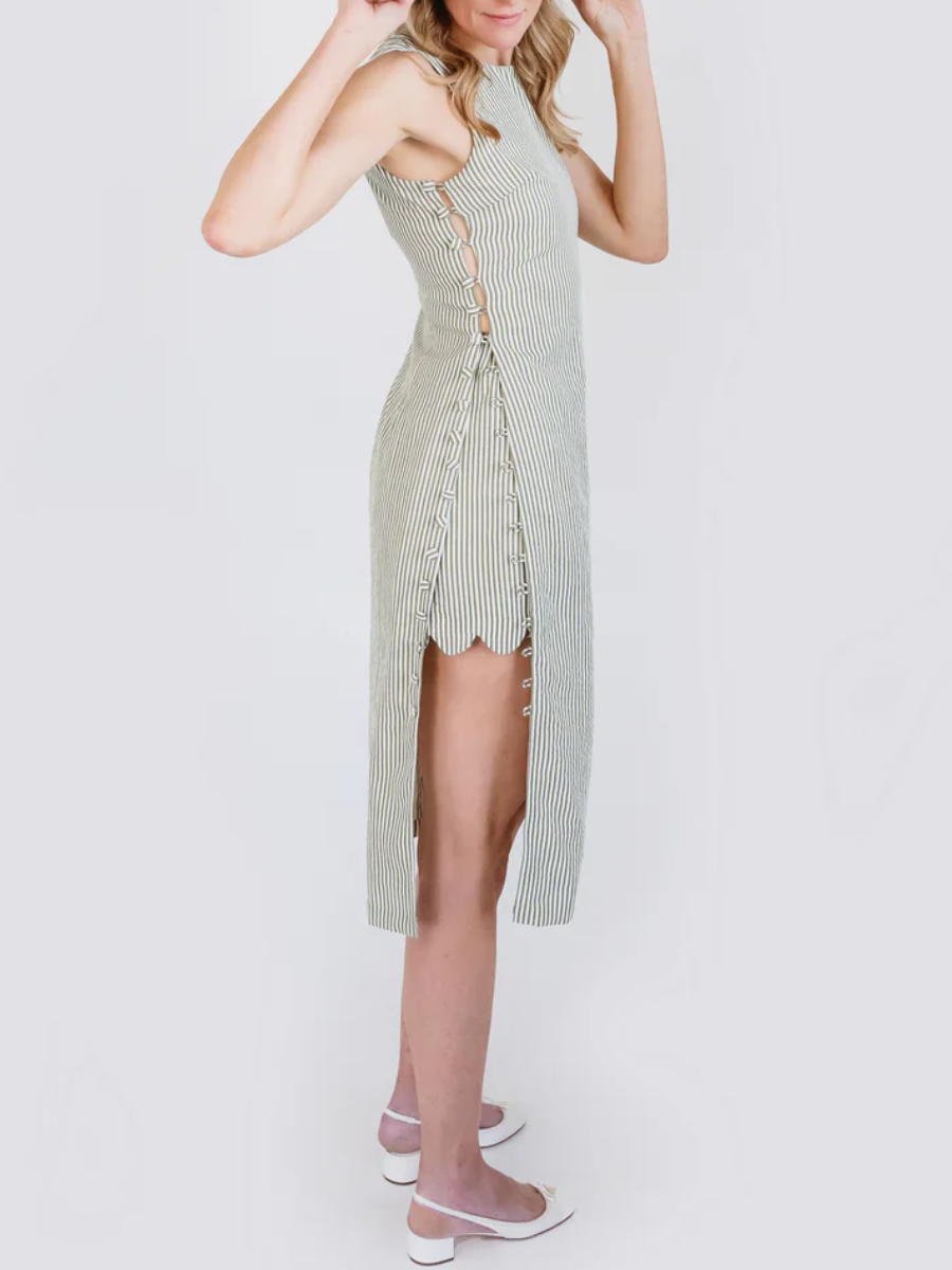 Chic Side-Breasted Striped Sheath Dress