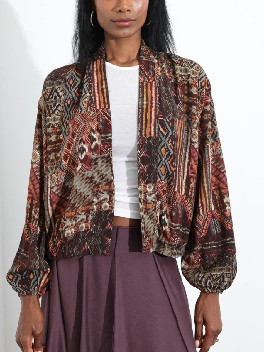 Summer Sun Protection Brown Ethnic Pattern Jacket
