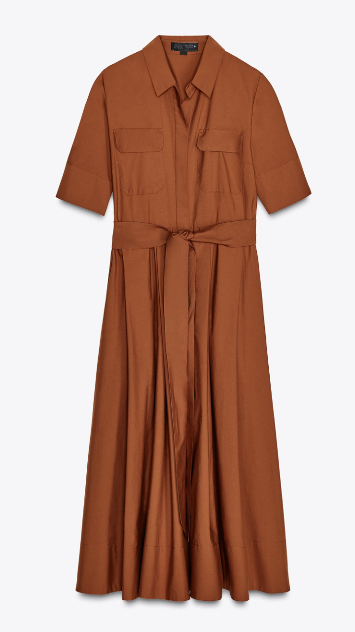 CAMEL POPLIN SHIRT DRESS FALL EDITION