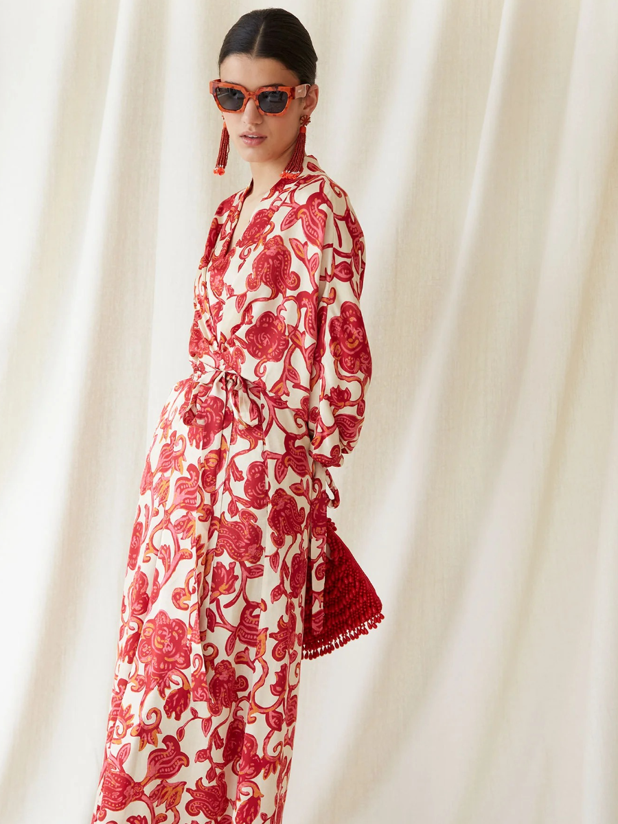 Rose Printed Canton Dress