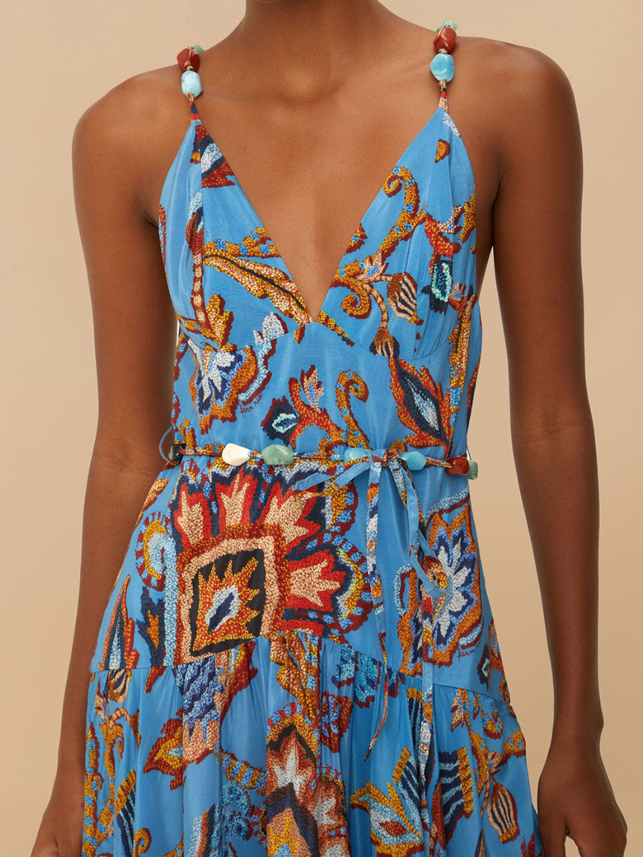 Blue Sunset Tapestry Sleeveless Midi Dress