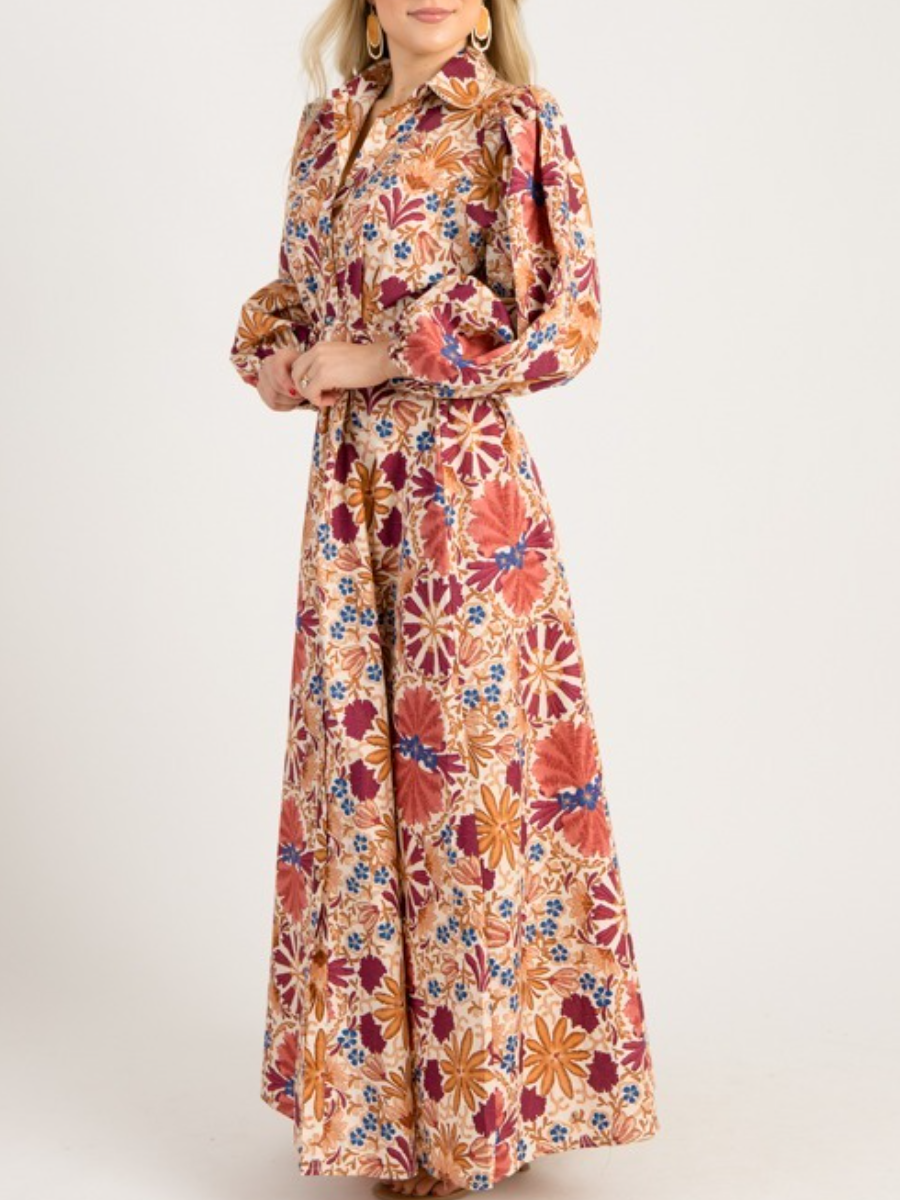 Autum Floral Harvest Maxi Dress