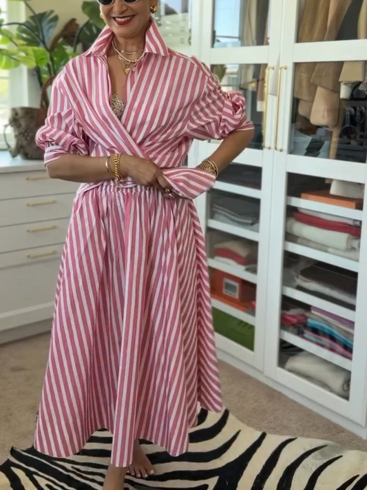 Pink Striped Loose Comfy Dress