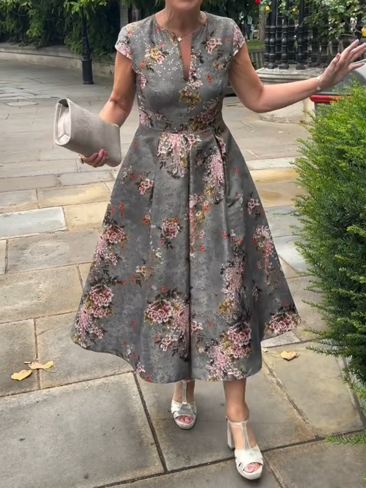 Floral Printed Evening Dress