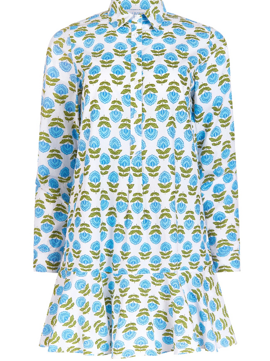 Summer Blue Motif Midi Dress