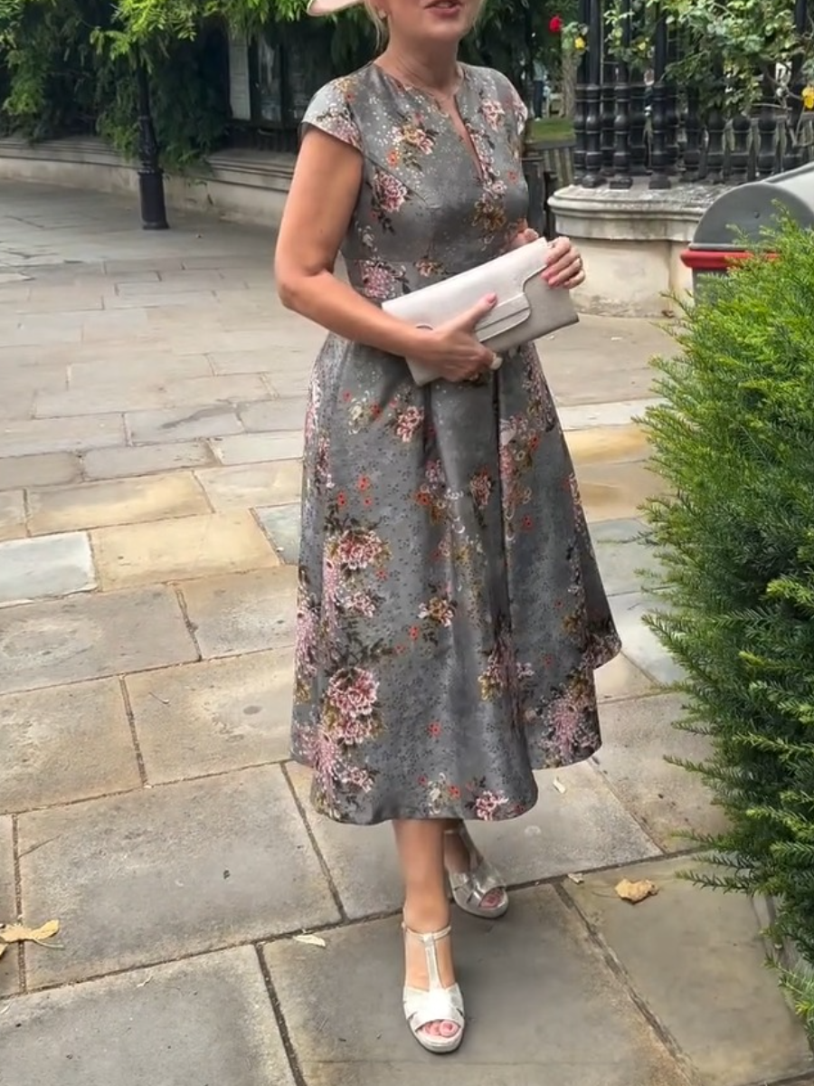 Floral Printed Evening Dress