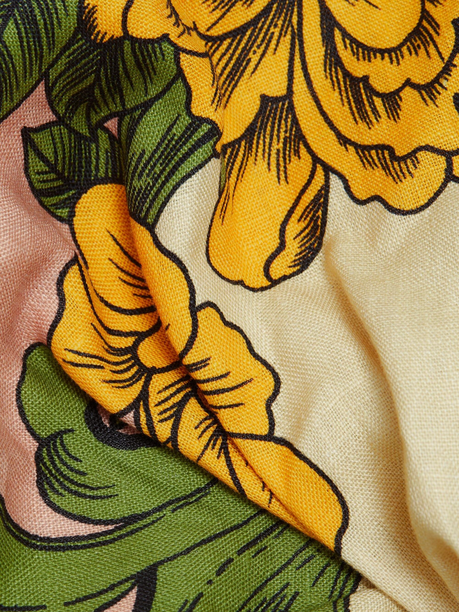 Floral Linen Midi Skirt