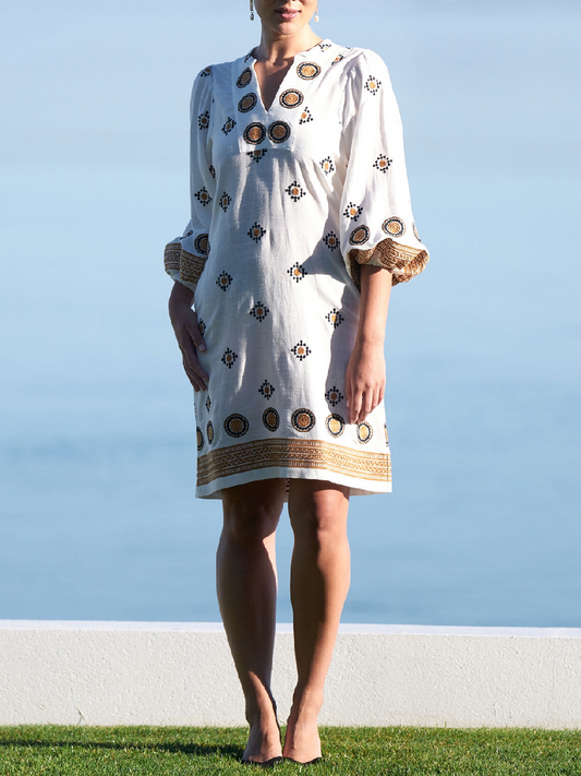 Well Crafted Embroidered Linen Dress