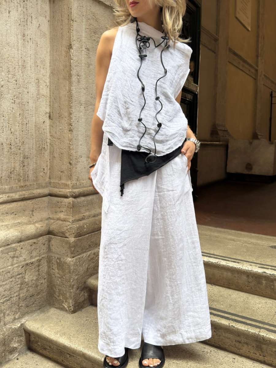 Summer Comfortable Loose Multicolor Linen Culottes
