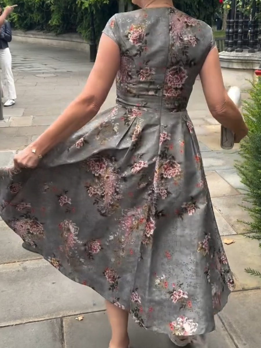 Floral Printed Evening Dress
