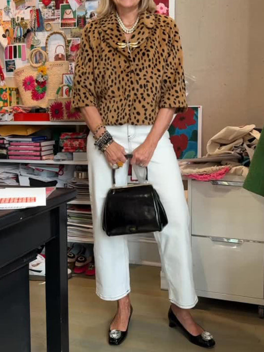 Leopard Printed Faux Cropped Jacket