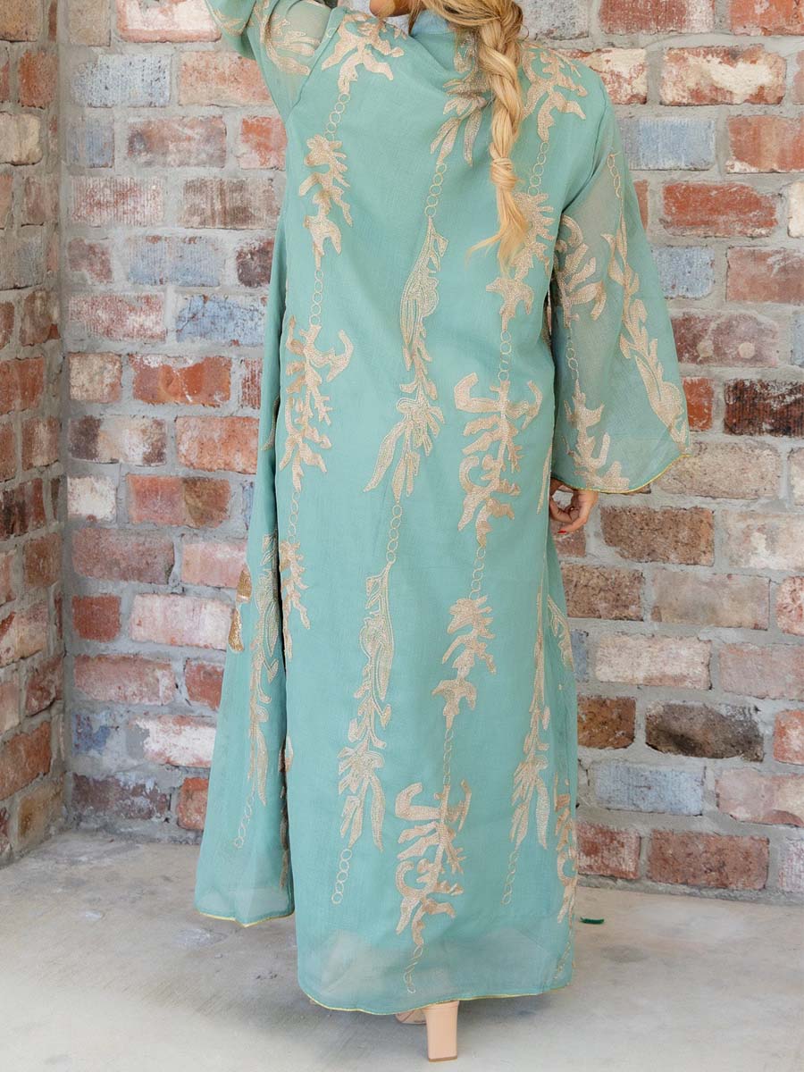 Elegant Chiffon Fabric V Neck Maxi Dress