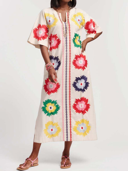 Keyhole Neckline Printed Maxi Dress