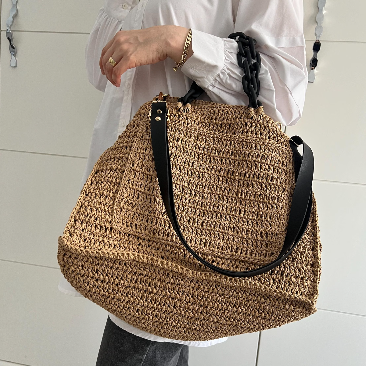 Handmade Paper Yarn Crochet Tote Bag