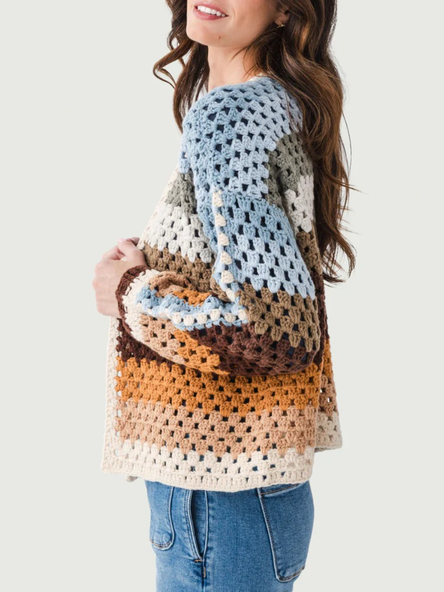 Multi Stripe Crochet Cardigan