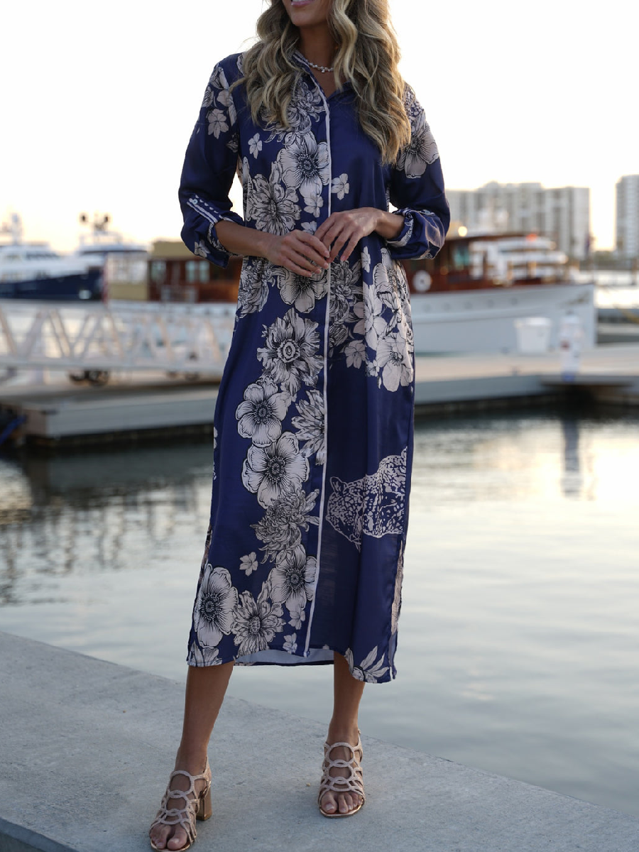 Summer Floral Printed French Maxi Dress