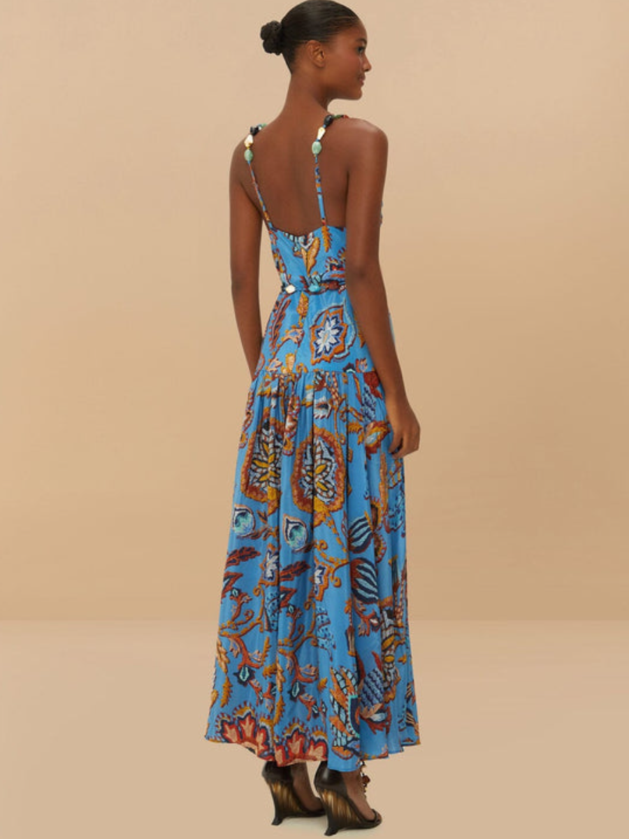 Blue Sunset Tapestry Sleeveless Midi Dress