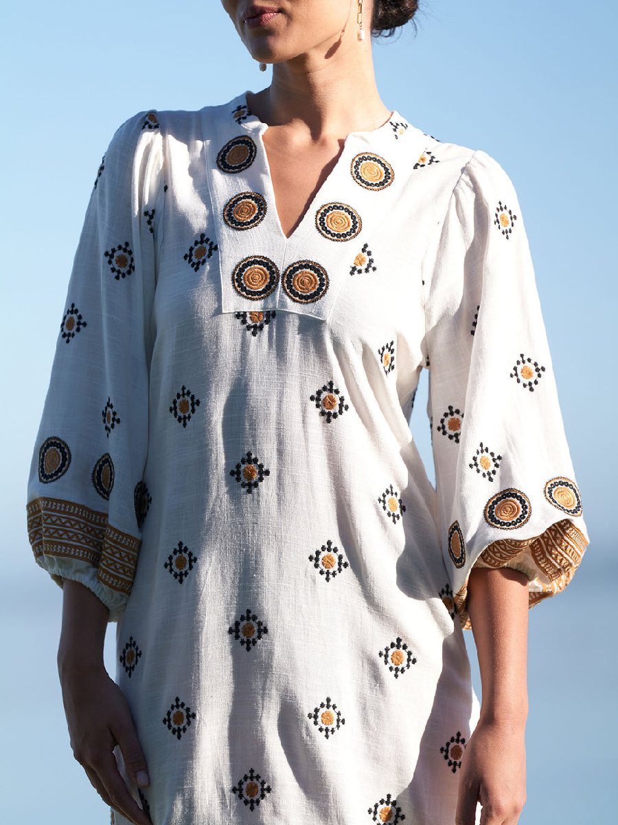 Well Crafted Embroidered Linen Dress