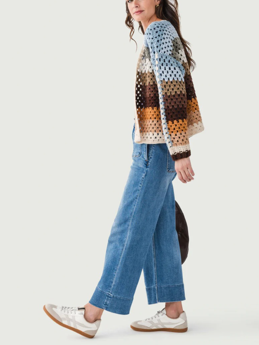 Multi Stripe Crochet Cardigan