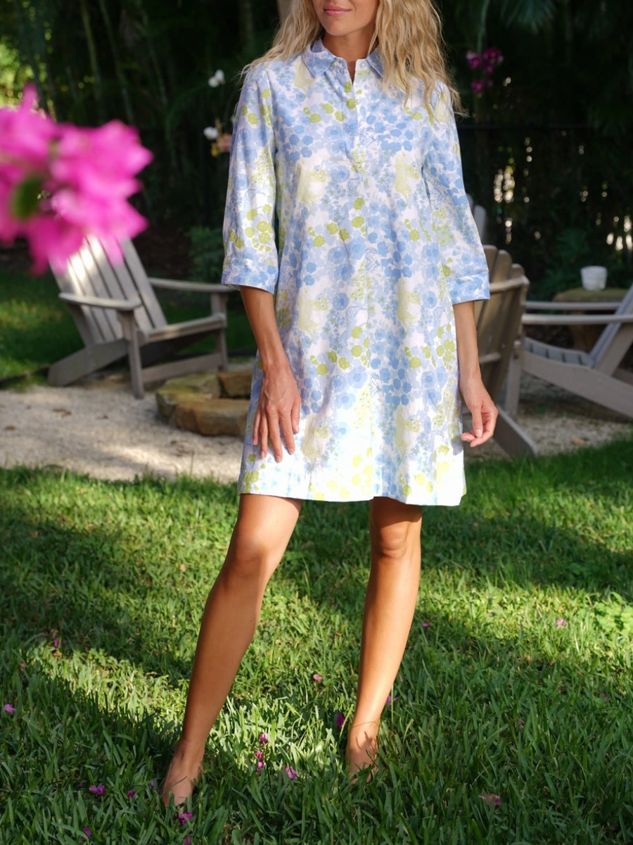 Brazilian Blue Short Sleeve Mini Dress