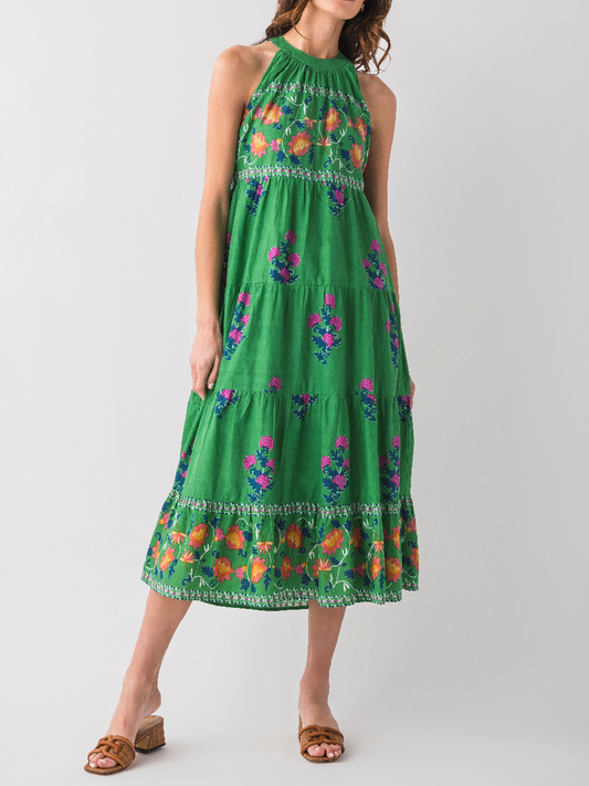 Halter Floral Print Maxi Dress