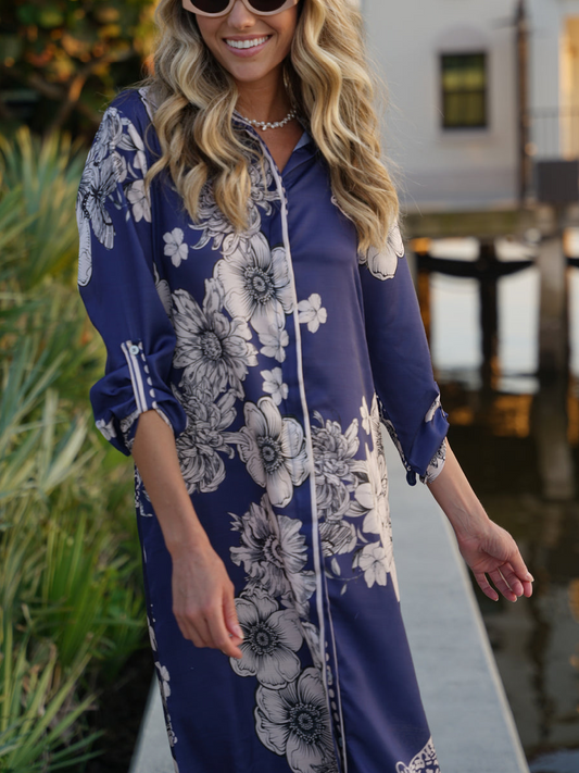 Summer Floral Printed French Maxi Dress