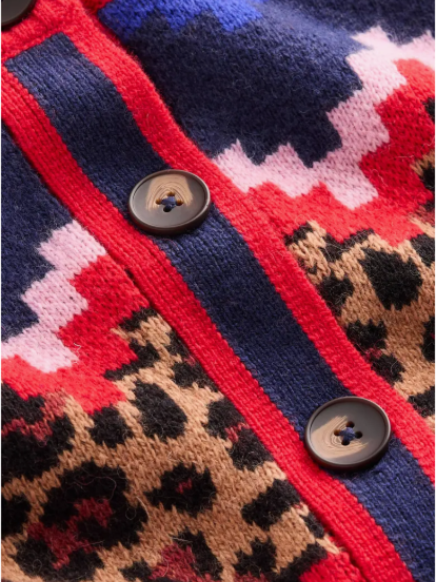 Mixed Print Jacquard Cardigan