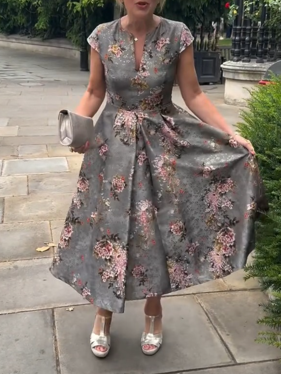 Floral Printed Evening Dress