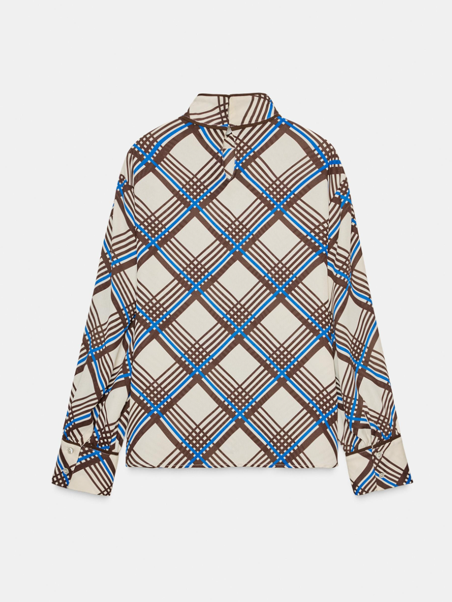 Casual Plaid High-Neck Shirt