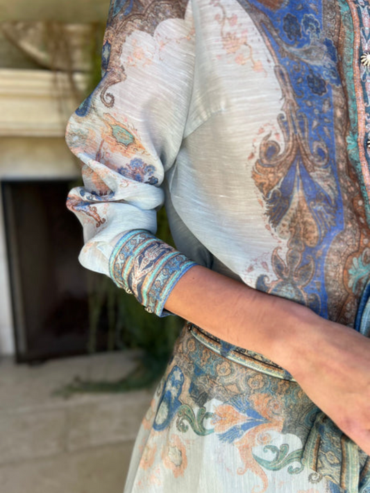 Katherine Tie Waist Long Sleeve Button Down Set Dress