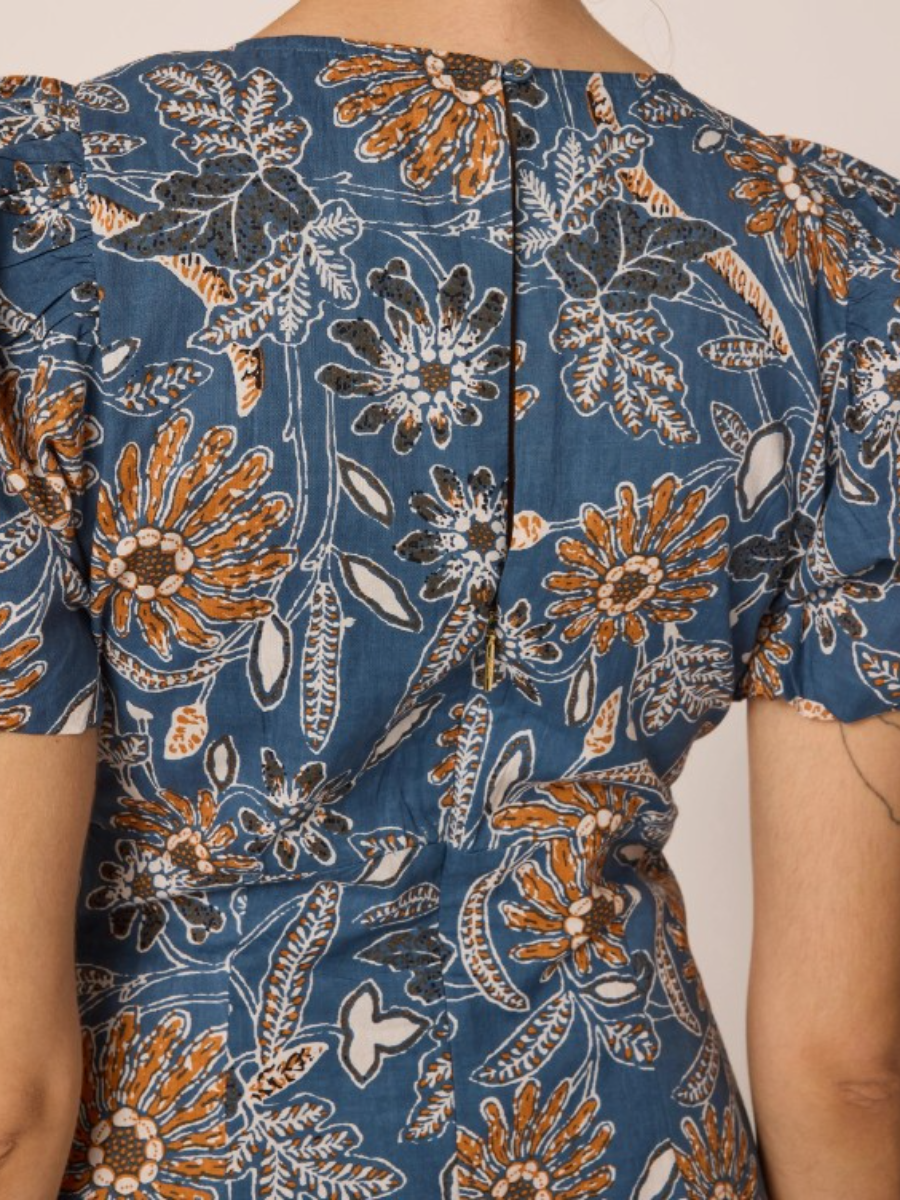 Spring Garden Series Flower Print Midi Dress