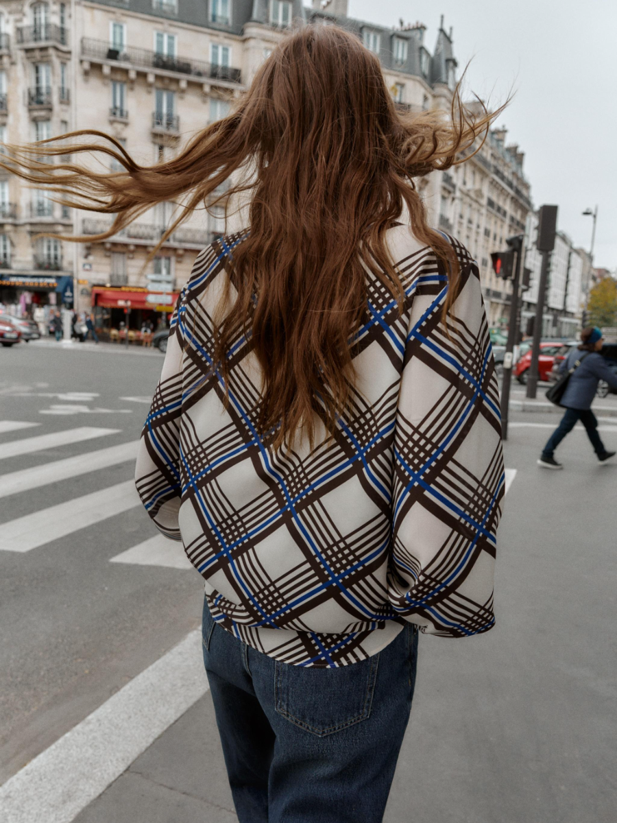 Casual Plaid High-Neck Shirt