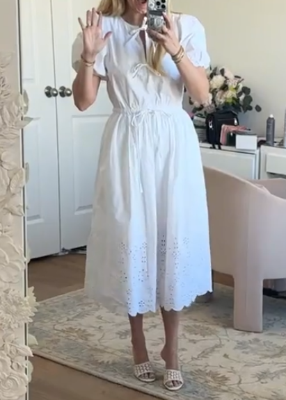 Chic Eyelet Bow Tie Dress