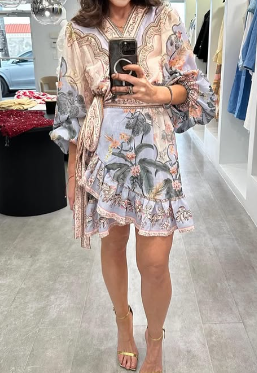 Floral Warp Short Dress