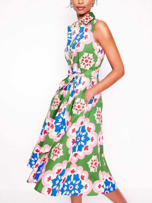 Sleeveless Printed Dress