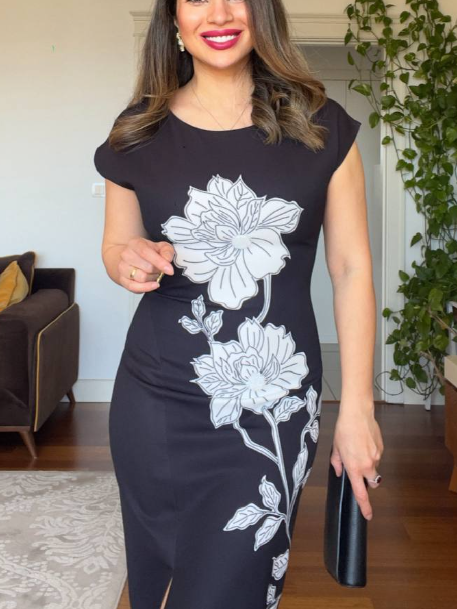 FLORAL PATTERNED PENCIL DRESS